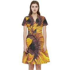 Sunflower Short Sleeve Waist Detail Dress by Sparkle