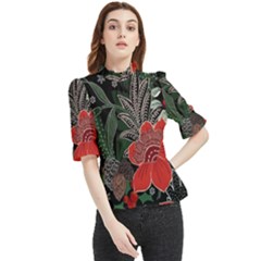 Floral Frill Neck Blouse