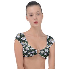 Floral Cap Sleeve Ring Bikini Top