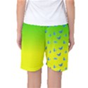 Blue Butterflies at yellow and green, two color tone gradient Women s Basketball Shorts View2