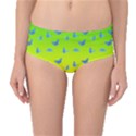 Blue Butterflies at yellow and green, two color tone gradient Mid-Waist Bikini Bottoms View1