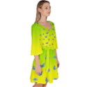 Blue Butterflies at yellow and green, two color tone gradient Velour Kimono Dress View3