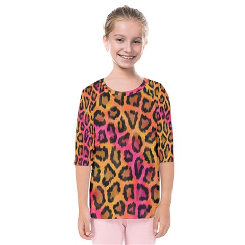 Leopard Print Kids  Quarter Sleeve Raglan Tee by skindeep