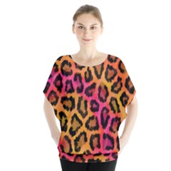 Leopard Print Batwing Chiffon Blouse