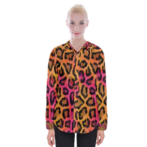 Leopard Print Womens Long Sleeve Shirt by skindeep