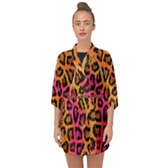 Leopard Print Half Sleeve Chiffon Kimono