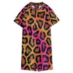 Leopard Print Kids  Boyleg Half Suit Swimwear