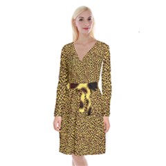 Fur-leopard 2 Long Sleeve Velvet Front Wrap Dress by skindeep