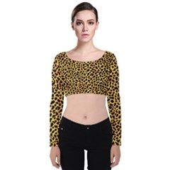 Fur-leopard 2 Velvet Long Sleeve Crop Top by skindeep