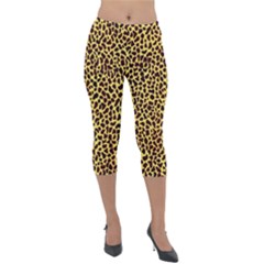 Fur-leopard 2 Lightweight Velour Capri Leggings  by skindeep