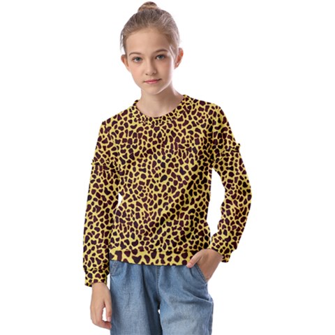 Fur-leopard 2 Kids  Long Sleeve Tee With Frill  by skindeep