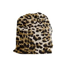 Leopard-print 2 Drawstring Pouch (large) by skindeep