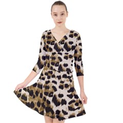 Leopard-print 2 Quarter Sleeve Front Wrap Dress by skindeep