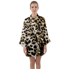 Leopard-print 2 Long Sleeve Satin Kimono by skindeep