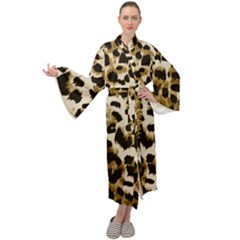 Leopard-print 2 Maxi Velour Kimono by skindeep