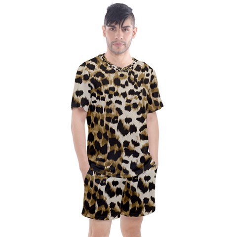 Leopard-print 2 Men s Mesh Tee And Shorts Set by skindeep