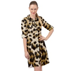 Leopard-print 2 Long Sleeve Mini Shirt Dress by skindeep