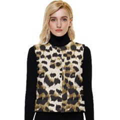 Leopard-print 2 Women s Short Button Up Puffer Vest by skindeep