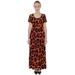 Leopard-print 3 High Waist Short Sleeve Maxi Dress by skindeep