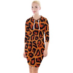 Leopard-print 3 Quarter Sleeve Hood Bodycon Dress by skindeep