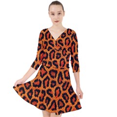 Leopard-print 3 Quarter Sleeve Front Wrap Dress by skindeep