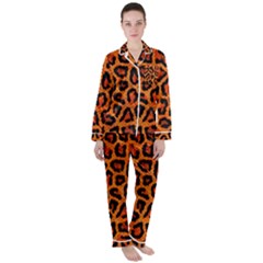 Leopard-print 3 Satin Long Sleeve Pajamas Set by skindeep