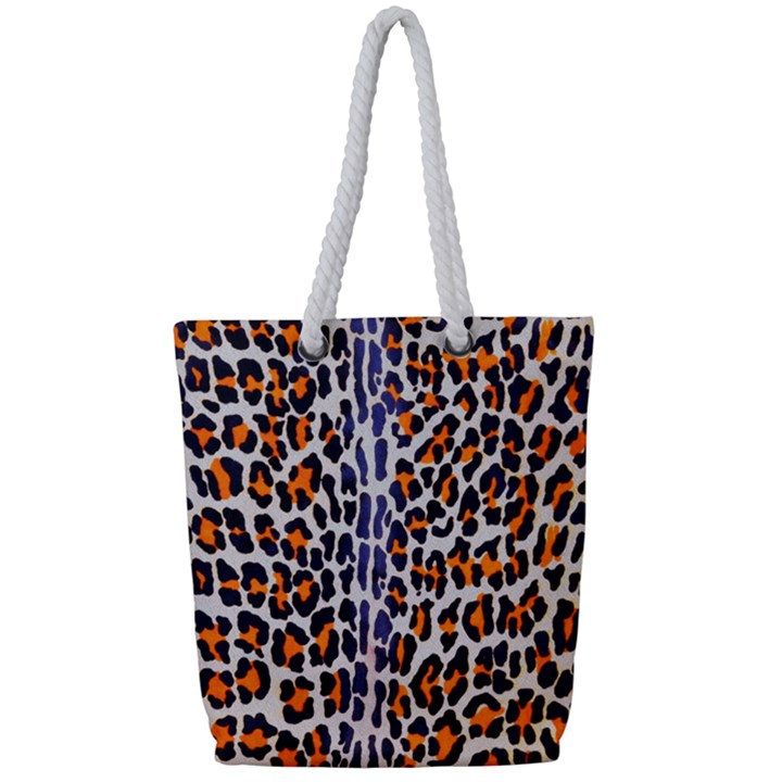 Fur-leopard 5 Full Print Rope Handle Tote (Small)