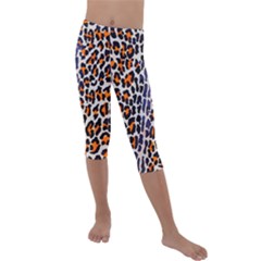 Fur-leopard 5 Kids  Lightweight Velour Capri Leggings  by skindeep