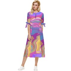 Flow Bow Sleeve Chiffon Midi Dress