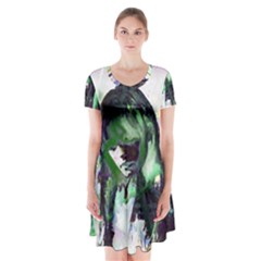 In Orbit Short Sleeve V-neck Flare Dress by MRNStudios