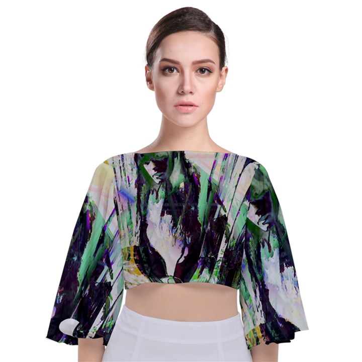 In Orbit Tie Back Butterfly Sleeve Chiffon Top