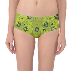 Folk Flowers Pattern  Mid-waist Bikini Bottoms by Eskimos