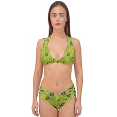 Folk Flowers Pattern  Double Strap Halter Bikini Set by Eskimos