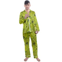 Folk Flowers Pattern  Men s Long Sleeve Satin Pajamas Set by Eskimos