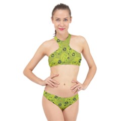 Folk Flowers Pattern  High Neck Bikini Set by Eskimos