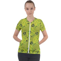 Folk Flowers Pattern  Short Sleeve Zip Up Jacket by Eskimos