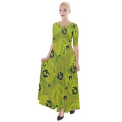 Folk Flowers Pattern  Half Sleeves Maxi Dress by Eskimos