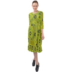 Folk Flowers Pattern  Ruffle End Midi Chiffon Dress by Eskimos