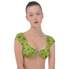 Folk Flowers Pattern  Cap Sleeve Ring Bikini Top by Eskimos