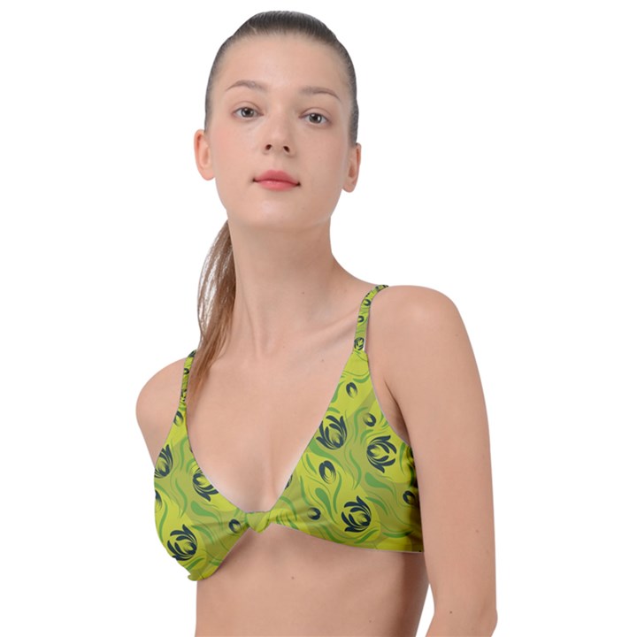 Folk flowers pattern  Knot Up Bikini Top