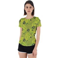 Folk Flowers Pattern  Back Cut Out Sport Tee by Eskimos