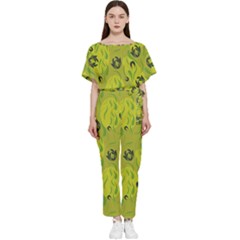 Folk Flowers Pattern  Batwing Lightweight Jumpsuit by Eskimos