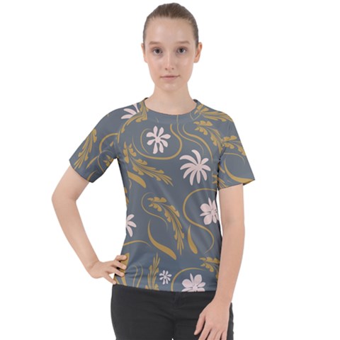 Folk Flowers Pattern  Women s Sport Raglan Tee by Eskimos