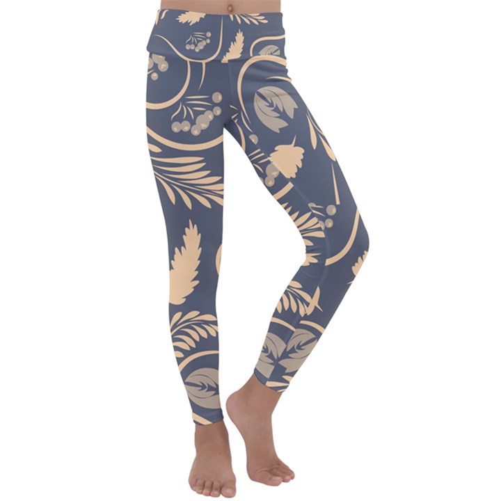 Folk flowers pattern  Kids  Lightweight Velour Classic Yoga Leggings