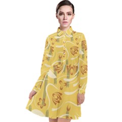 Folk Flowers Pattern  Long Sleeve Chiffon Shirt Dress by Eskimos