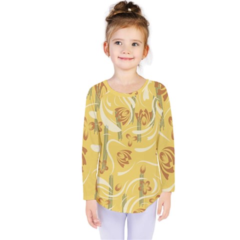 Folk Flowers Pattern  Kids  Long Sleeve Tee by Eskimos