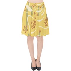 Folk Flowers Pattern  Velvet High Waist Skirt by Eskimos