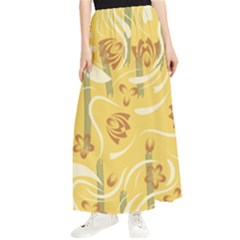 Folk Flowers Pattern  Maxi Chiffon Skirt by Eskimos