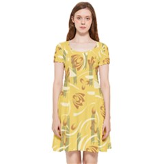 Folk Flowers Pattern  Inside Out Cap Sleeve Dress