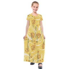 Folk Flowers Pattern  Kids  Short Sleeve Maxi Dress by Eskimos